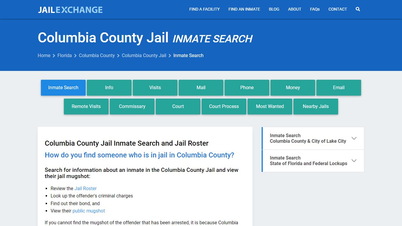 Inmate Search: Roster & Mugshots - Columbia County Jail, FL